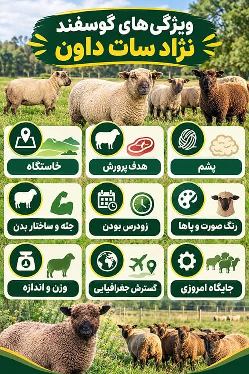 ویژگی های گوسفند نژاد سات داون آشنایی با ویزگی های گوسفند نژاد سات داون